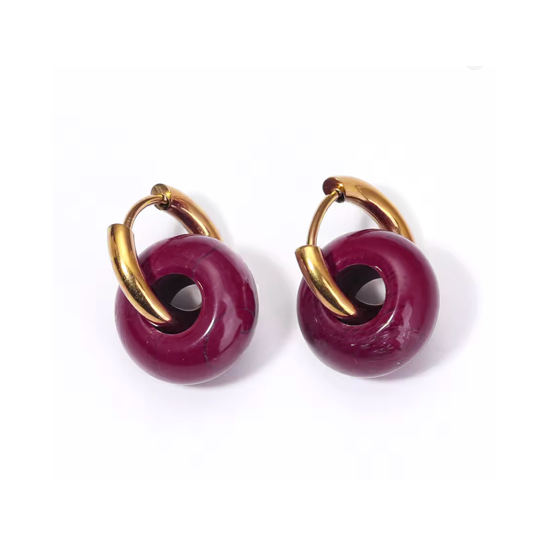 Pendientes Chimos Pequeño Granate  - (Acero Quirúrgico Waterproof) - Mimiló