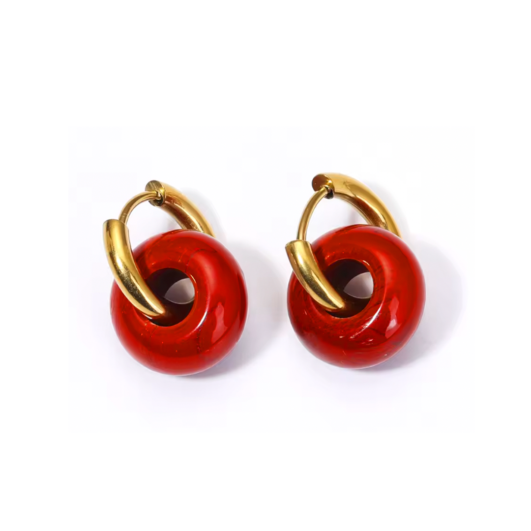 Pendientes Chimos Pequeño Rojo  - (Acero Quirúrgico Waterproof) - Mimiló