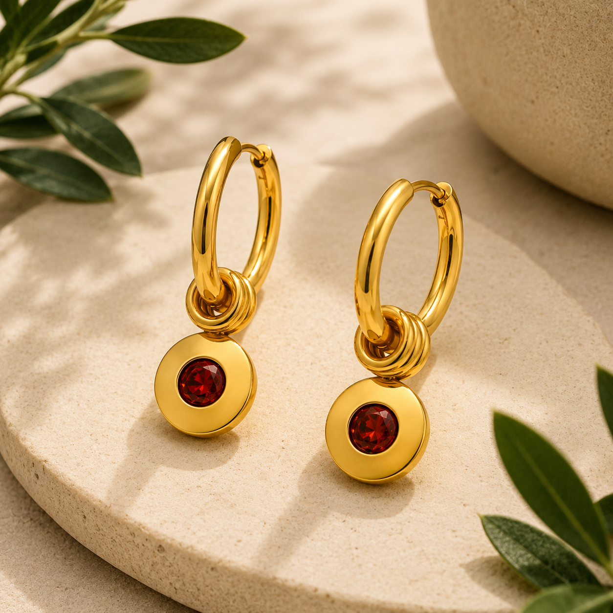 Aros Alicia Rojo - (Acero Quirúrgico Waterproof)