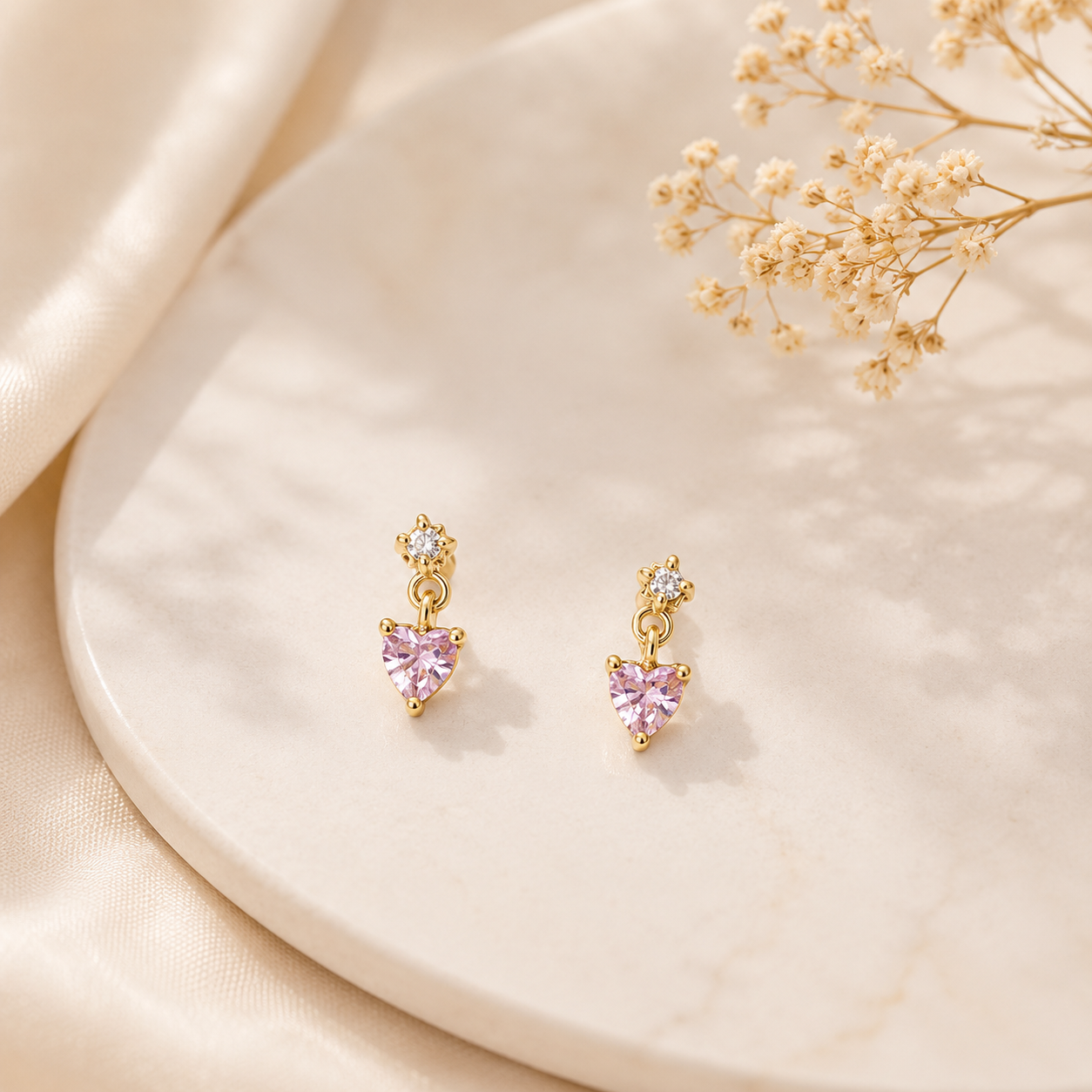 Pendientes Musa Corazón Rosa