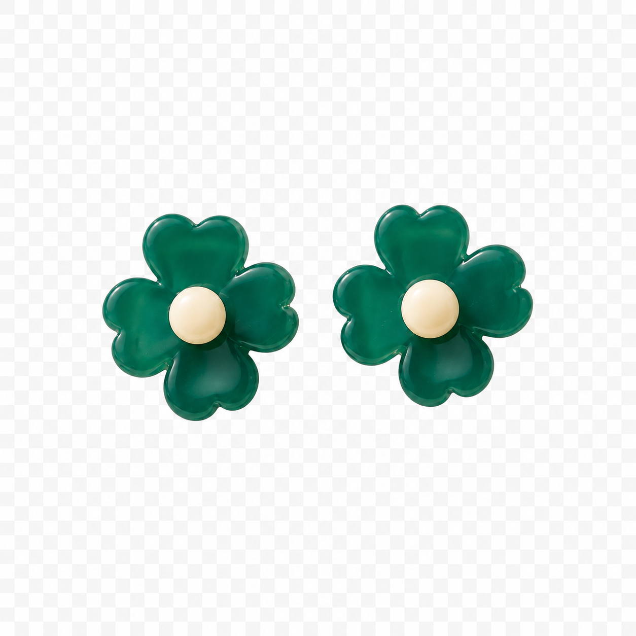 Pendientes Flor Pequeña Piedra Natural Verde 14MM - (Plata de Ley 925)