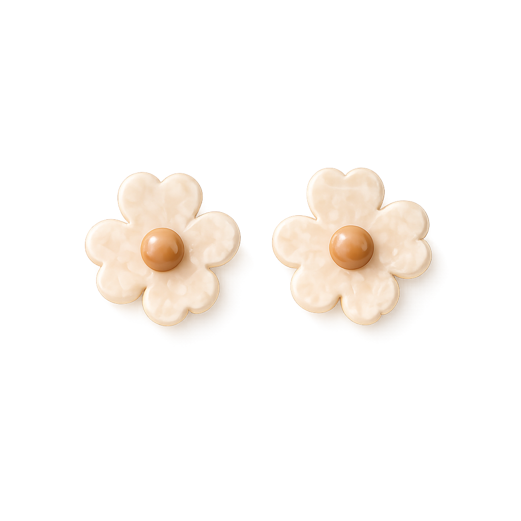 Pendientes Flor Pequeña Piedra Natural Blanca 14MM - (Plata de Ley 925)