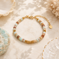 Pulsera Cuentas Azul Piedra Claro - (Acero Quirúrgico Waterproof) - Mimiló