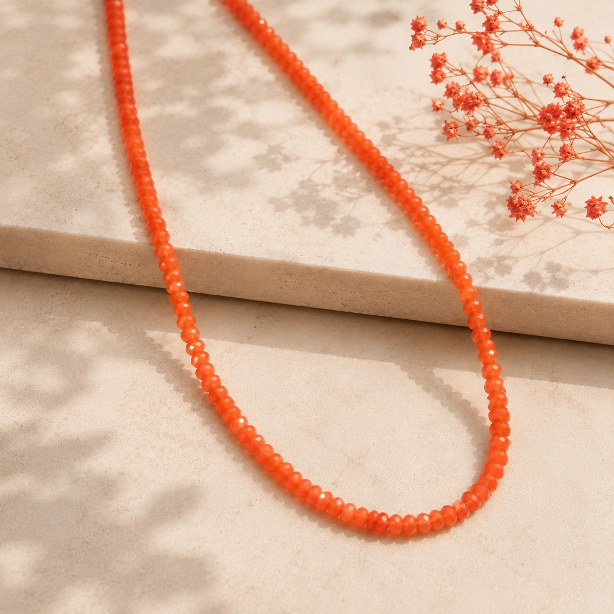 Collar Cuentas Coral - (Acero Quirúrgico Waterproof)