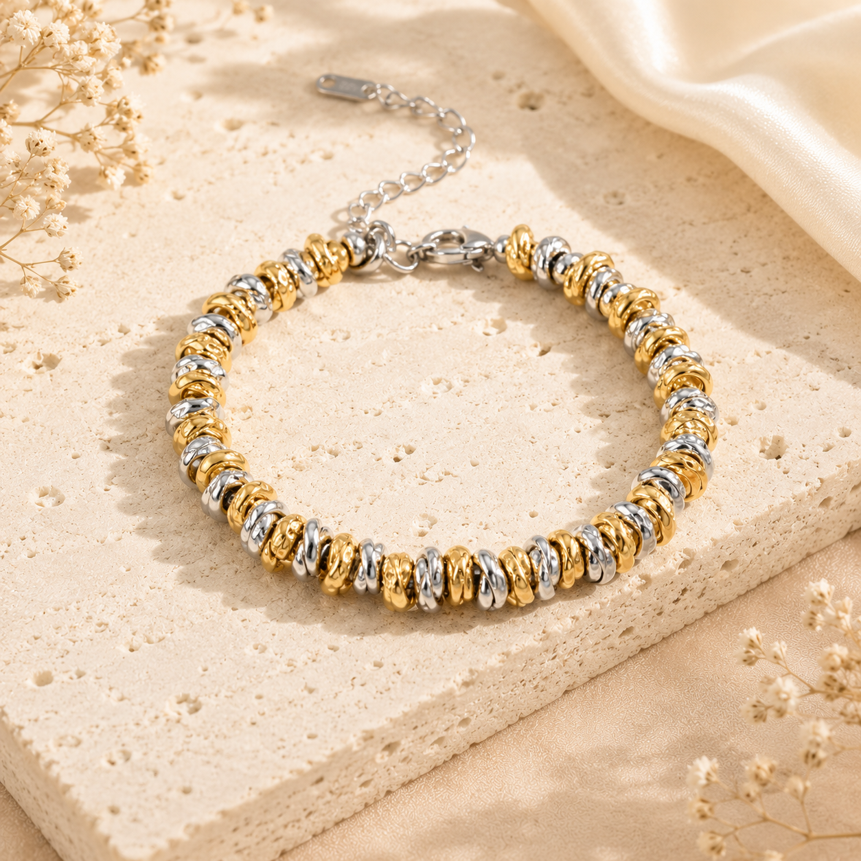 Pulsera Bicolor Plata Oro - (Acero Quirúrgico Waterproof) - Mimiló