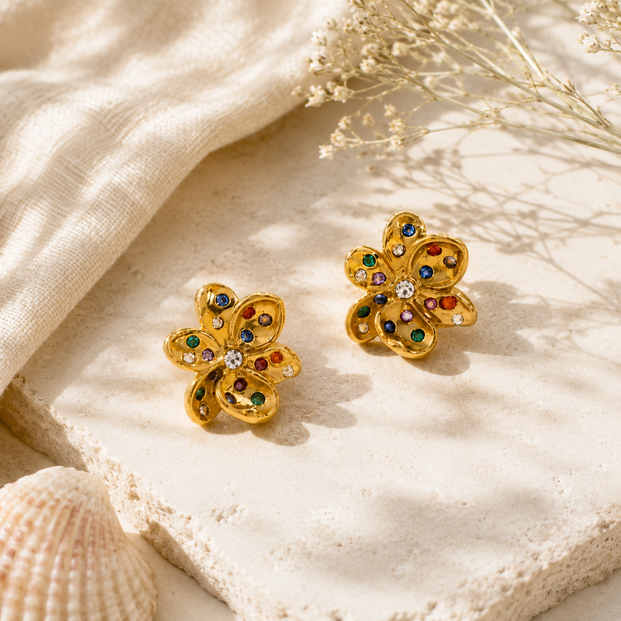Pendientes Flores Colorinchis - (Acero Quirúrgico Waterpoof) - Mimiló