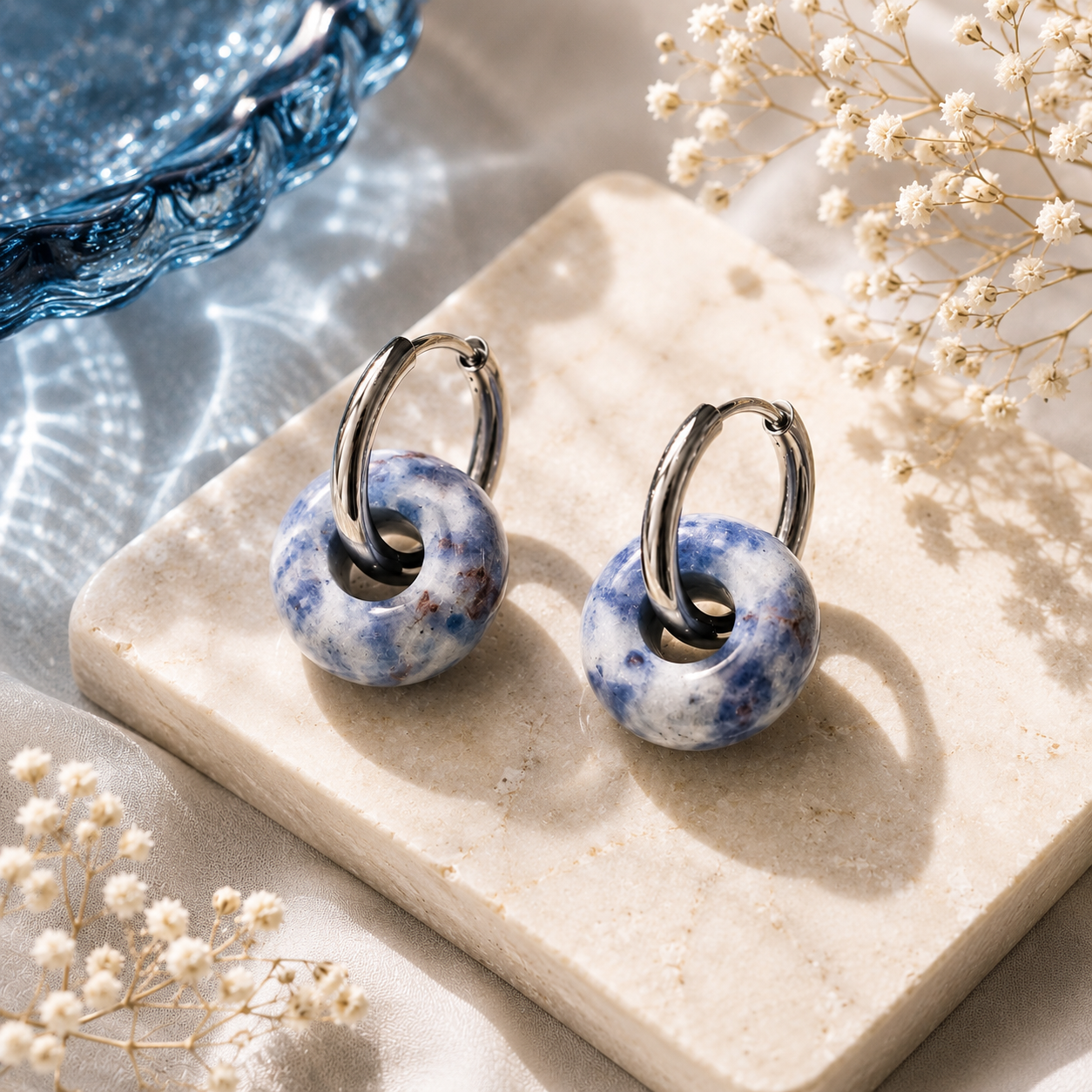 Pendientes Chimo pequeño Sodalite - (Acero Quirúrgico Waterpoof) - Mimiló