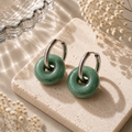 Pendientes Chimo Pequeño Olivina Aro Plata - (Acero Quirúrgico Waterpoof) - Mimiló