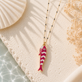 Collar Pez Rayas Rosa y Blanco - (Acero Quirúrgico Waterproof) - Mimiló