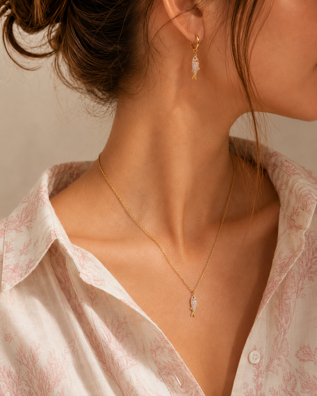 Pendientes Pececillo Rosa - (Acero Quirúrgico Waterproof)