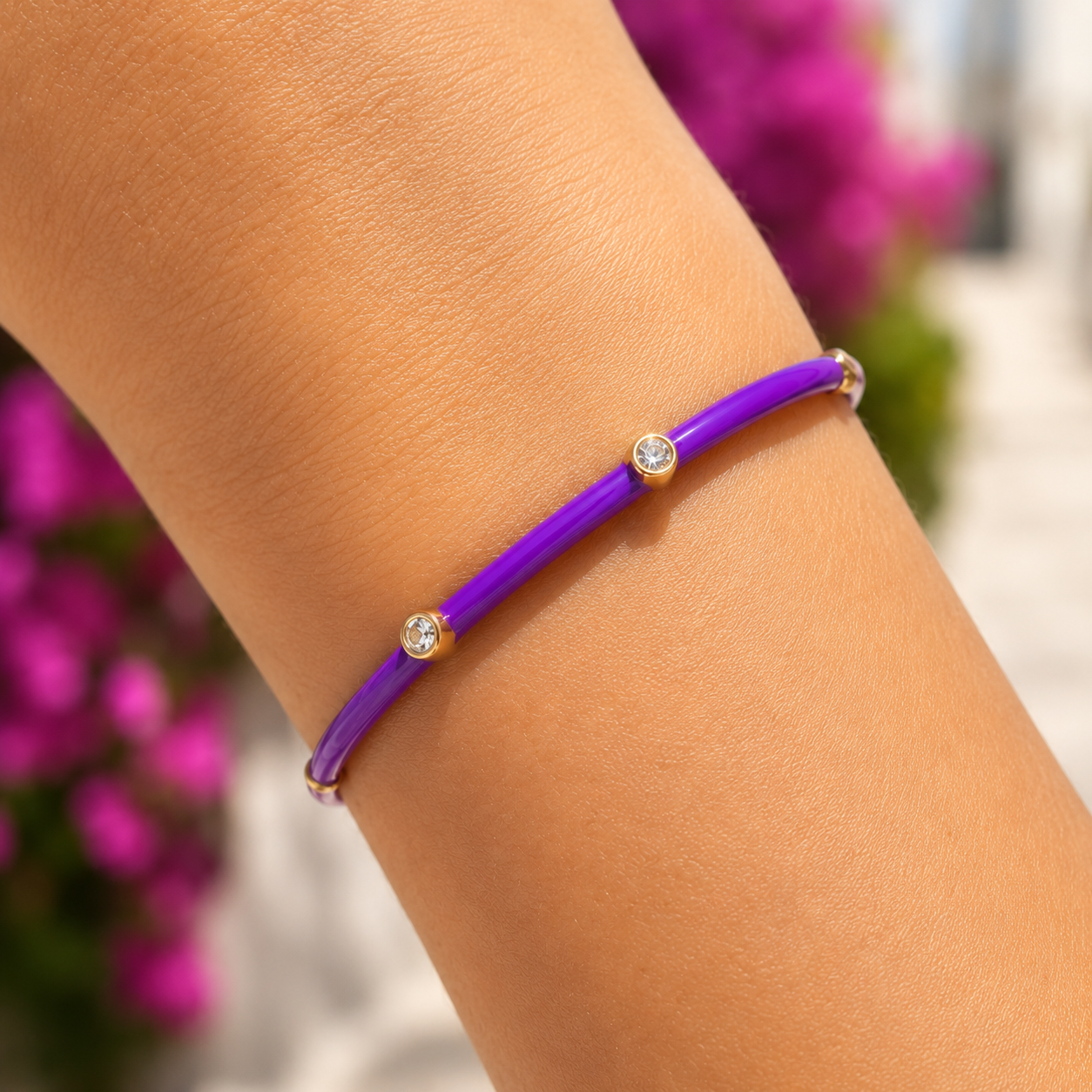 Pulsera Esmalte New Lila - (Acero Quirúrgico Waterpoof)