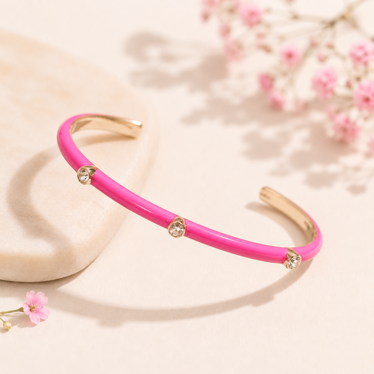 Pulsera Esmalte New Rosa - (Acero Quirúrgico Waterpoof)