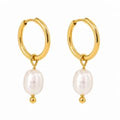 Pendientes Aritos Perla - (Acero Quirúrgico Waterproof)