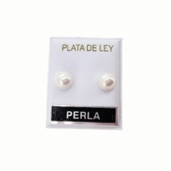 Pendientes Perla Nacar 6 mm - (Plata de Ley 925)