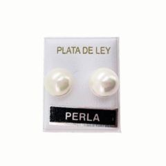 Pendientes Perla Nacar 10 mm  - (Plata de Ley 925)