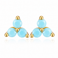 Pendientes Mini Trébol Turquesa - (Plata de Ley 925)