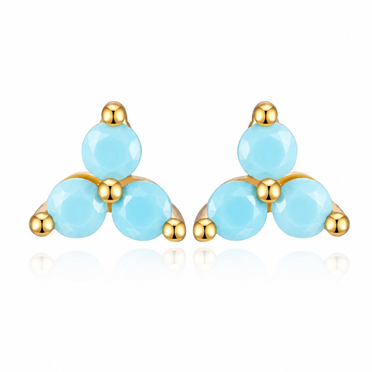 Pendientes Mini Trébol Turquesa - (Plata de Ley 925)