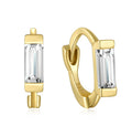 Pendientes Mini Aros Cristal Blanco - (Plata de Ley 925)