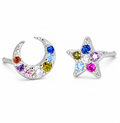 Pendientes Mini Astros Colores Plata - (Plata de Ley 925)