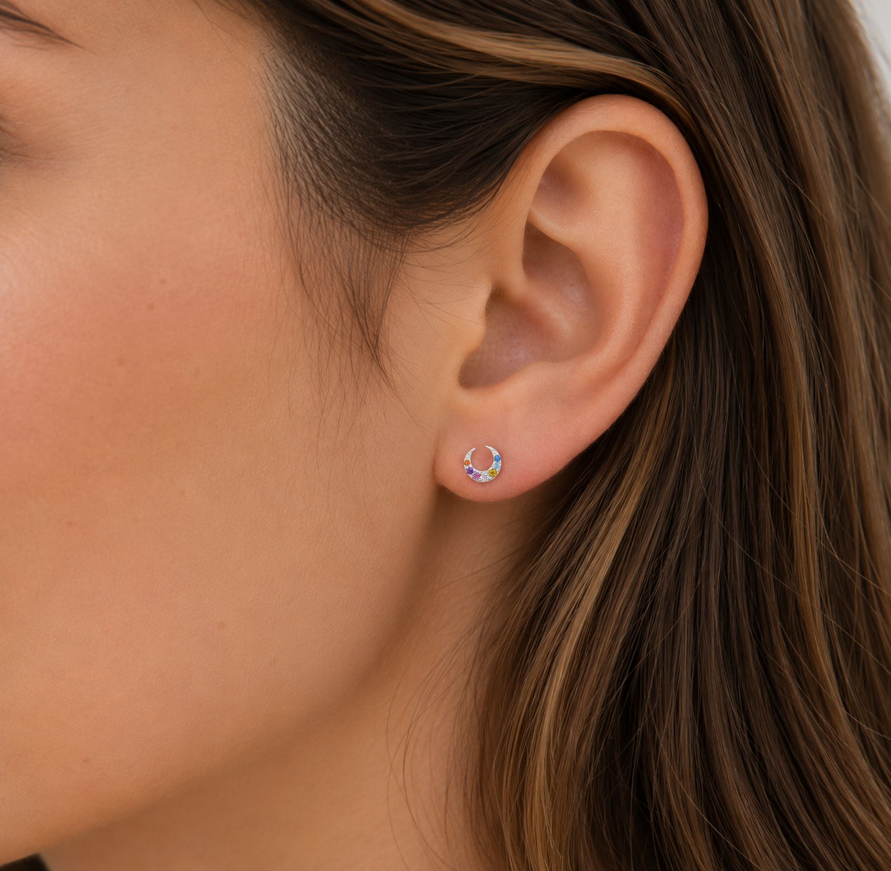 Pendientes Mini Astros Colores Plata - (Plata de Ley 925)