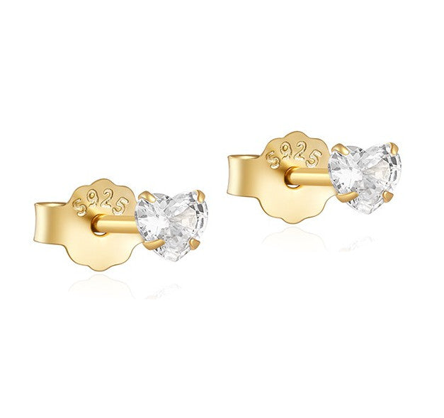 Pendientes Mini Corazones tamaño S - (Plata de Ley 925)
