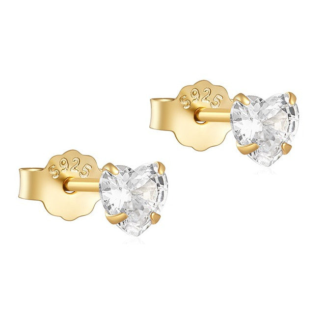 Pendientes Mini Corazones tamaño M - (Plata de Ley 925)