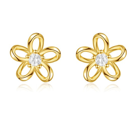 Pendientes Flower Oro - (Plata de Ley 925)