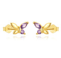 Pendientes Mariposita Violeta - (Plata de Ley 925)