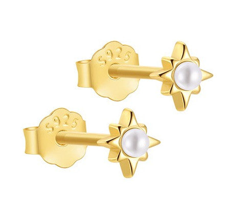 Pendientes Estrellita Perla - (Plata de Ley 925)