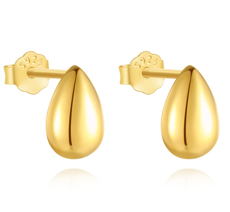 Pendientes New Gotita Oro - (Plata de Ley 925)
