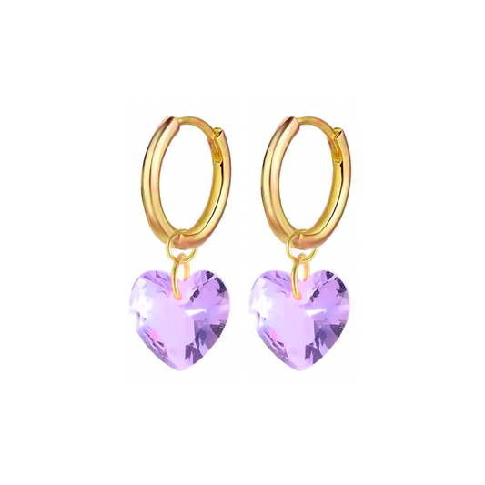 Aro Corazón Cristal Violeta - (Plata de Ley 925 Certificada)