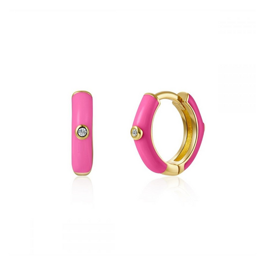 Pendientes Bombay Fucsia - (Plata de Ley 925)