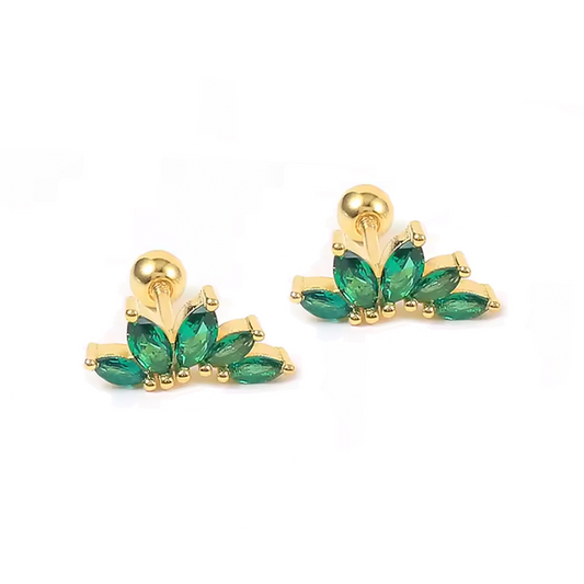 Pendientes Hojitas Green - (Plata de Ley 925)