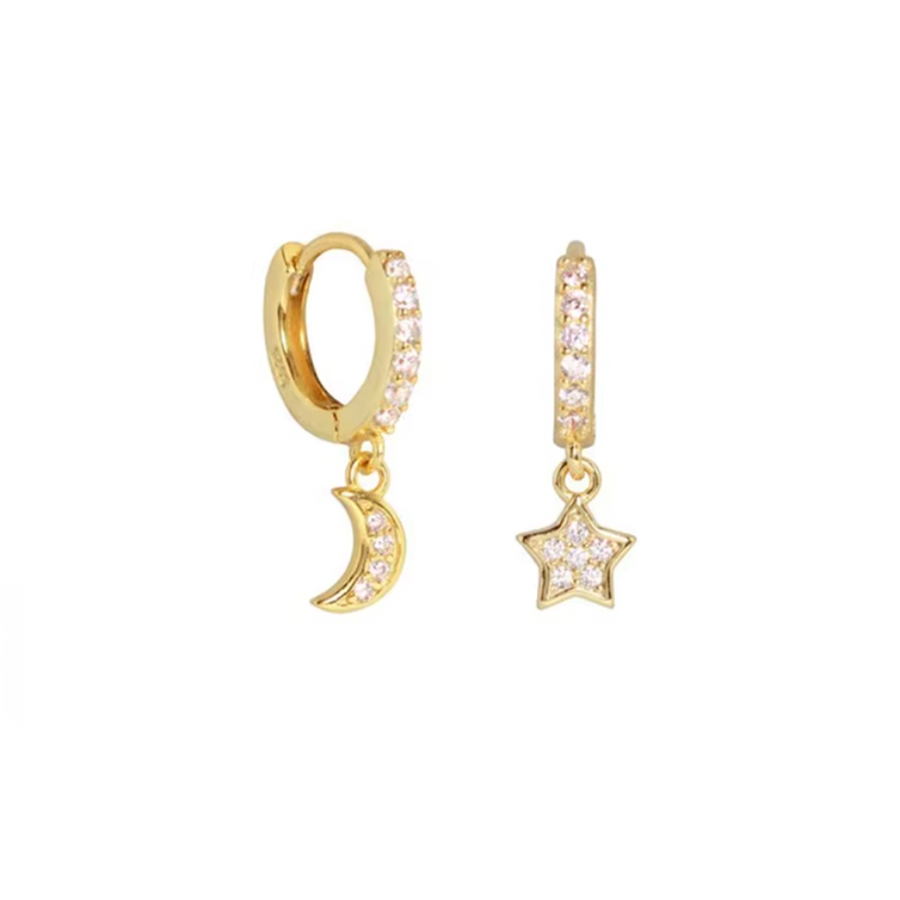 Aros Star Moon - (Plata de Ley 925)