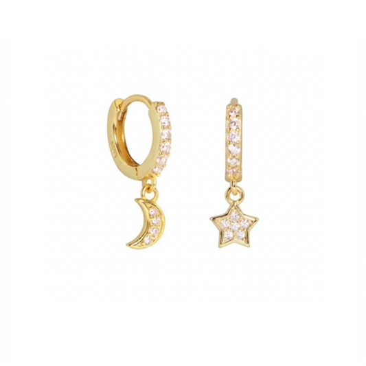 Aros Star Moon - (Plata de Ley 925)
