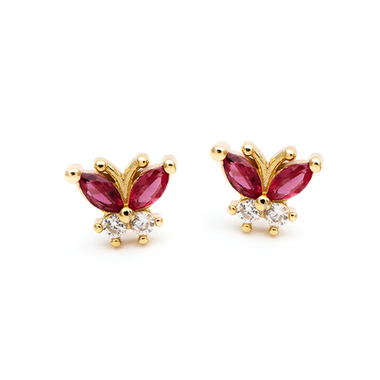 Pendientes Mariposa Cristal Rosa - (Plata de Ley 925) - Mimiló