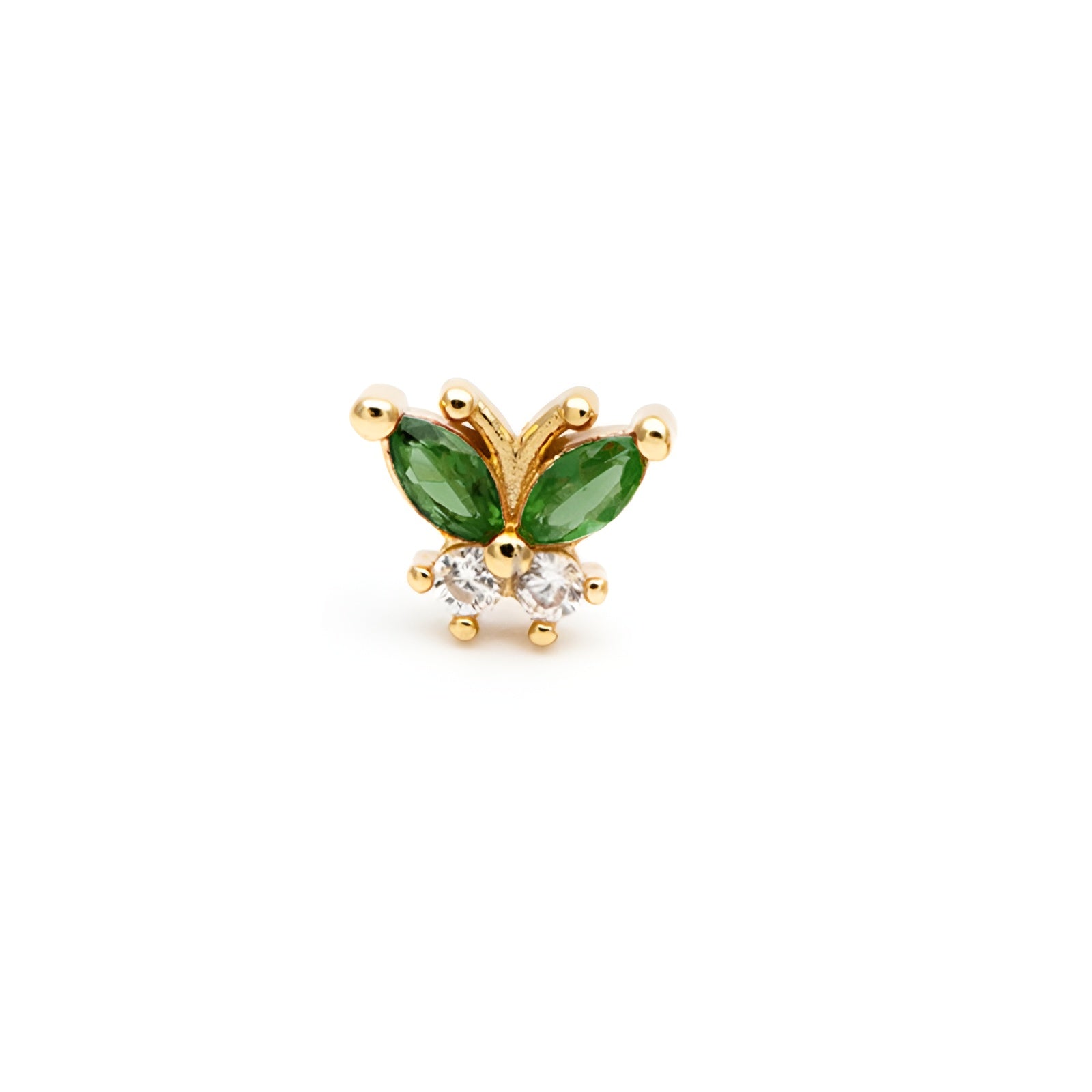 Pendientes Mariposa Cristal Verde - (Plata de Ley 925) - Mimiló
