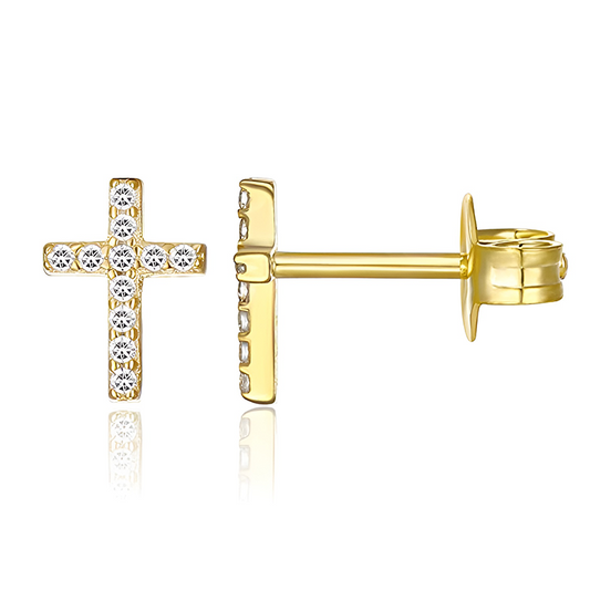 Pendientes Brilli Cruz Oro - (Plata de Ley 925) - Mimiló