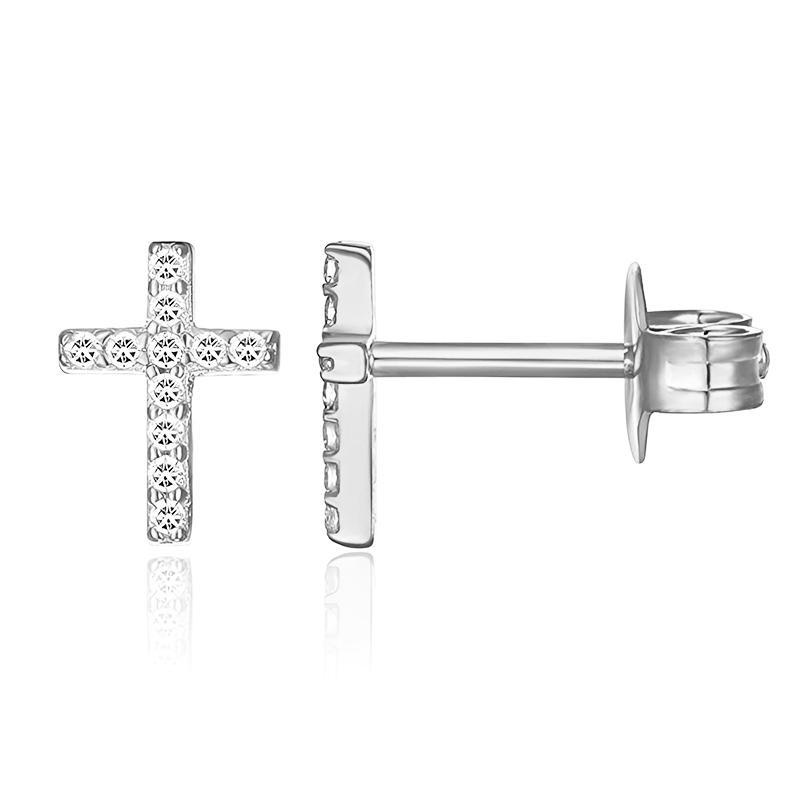 Pendientes Brilli Cruz Plata - (Plata de Ley 925) - Mimiló