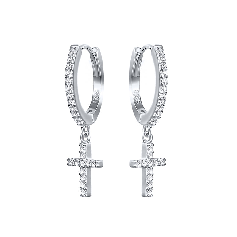 Aros Cruz Brilli Plata - (Plata de Ley 925) - Mimiló