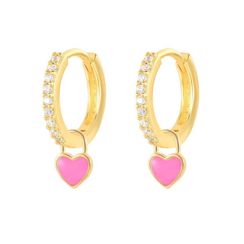 Aros Corazón Pink - (Plata de Ley 925) - Mimiló