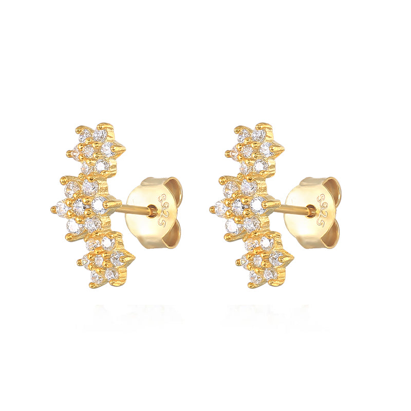 Pendientes Triple Flor - (Plata de Ley 925) - Mimiló