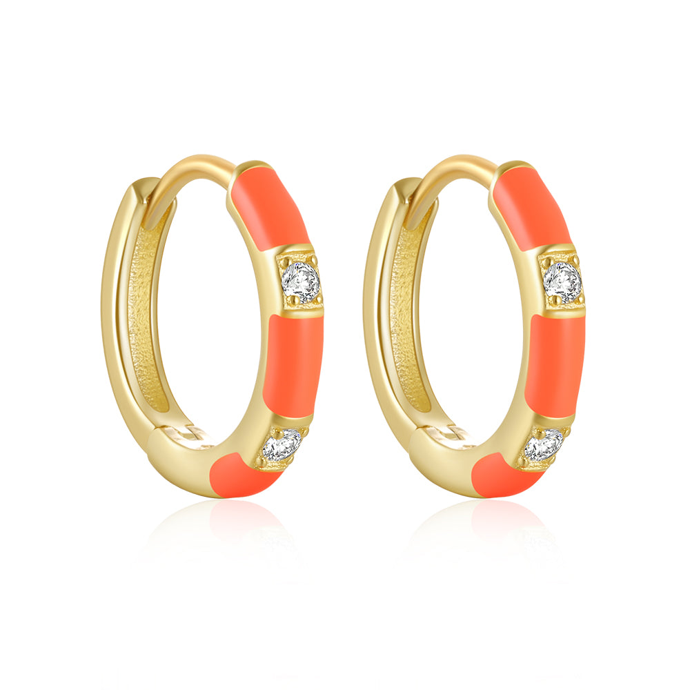 Aros New Bombay Naranja - (Plata de Ley 925) - Mimiló