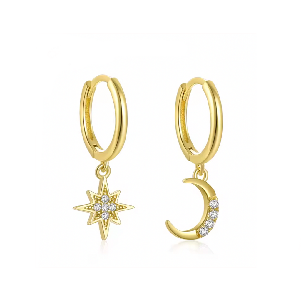 Aros Brill Astros Oro - (Plata de Ley 925) - Mimiló