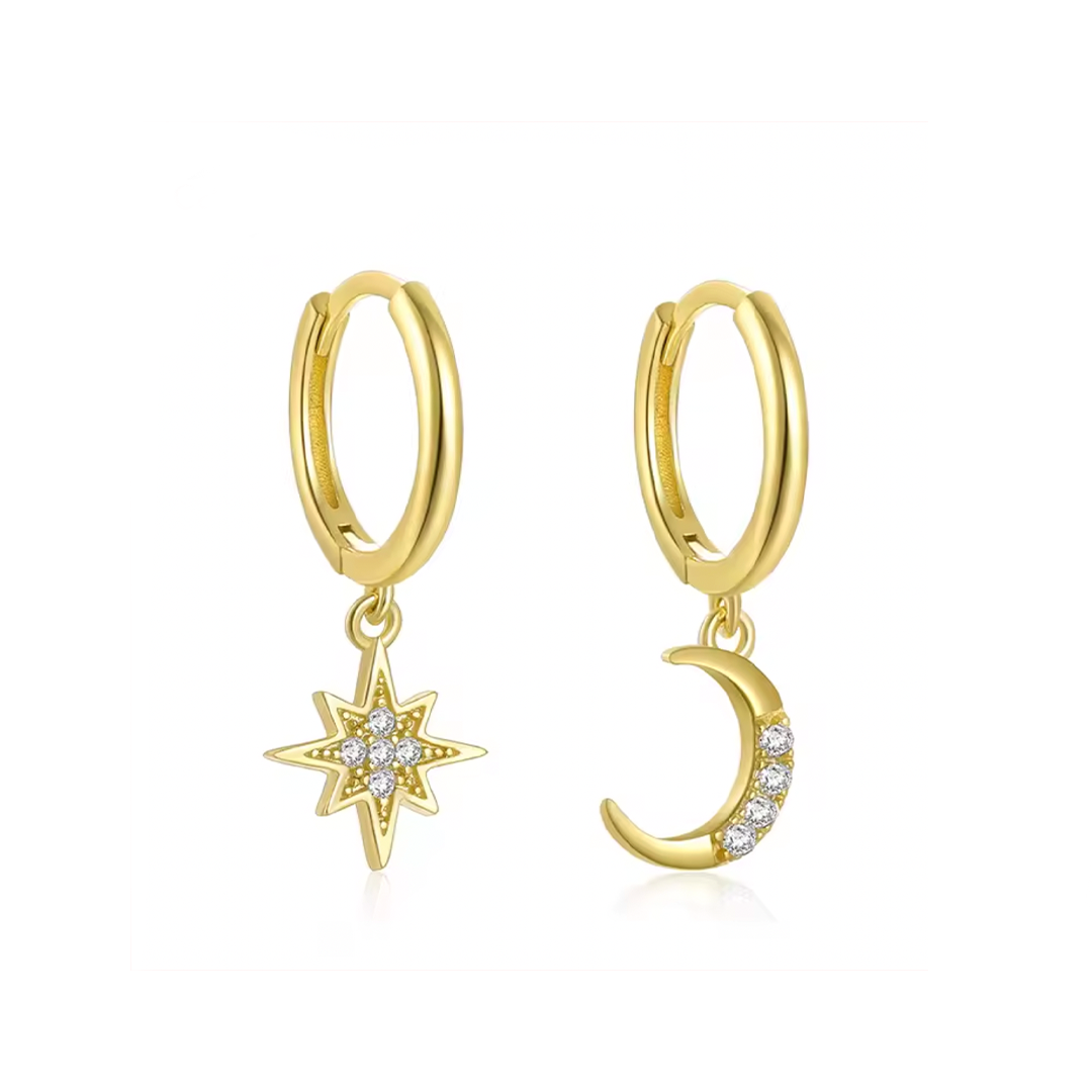 Aros Brill Astros Oro - (Plata de Ley 925) - Mimiló