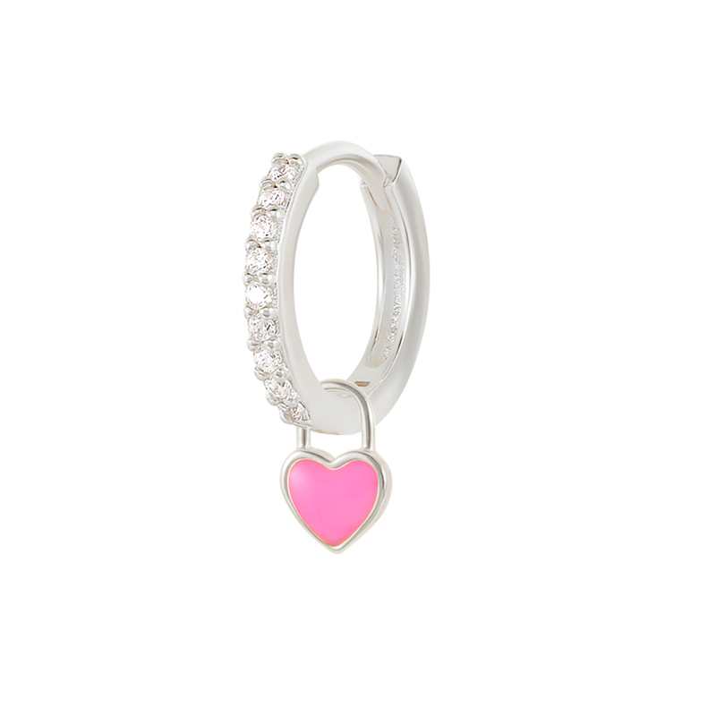 Aros Corazón Pink Plata - (Plata de Ley 925) - Mimiló