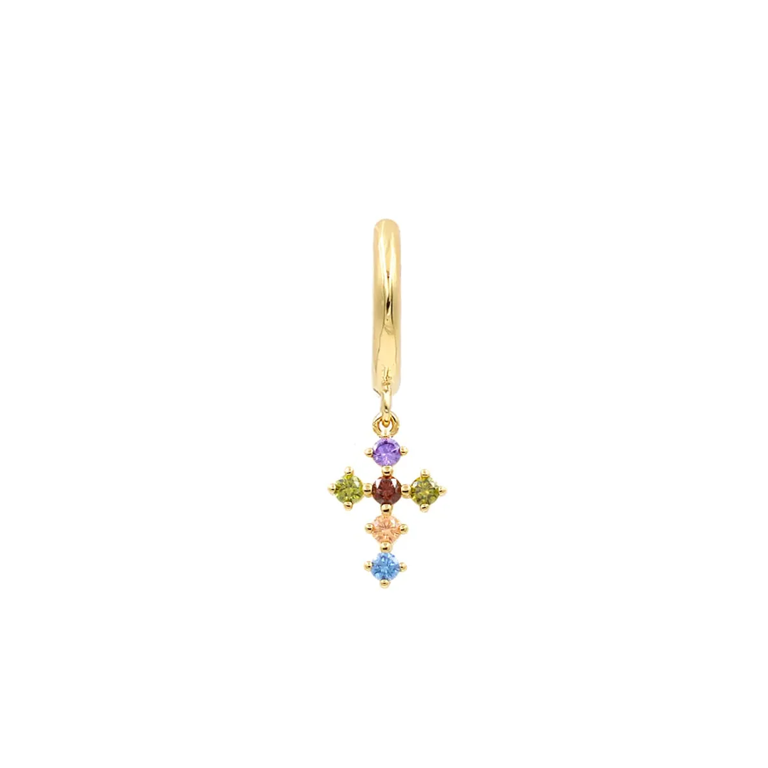 Aros Cruz Arcoiris - (Plata de Ley 925)