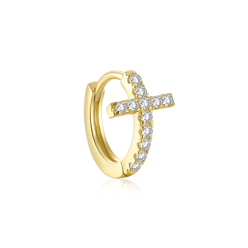 Aritos Cruz Brilli Gold - (Plata de Ley 925) - Mimiló