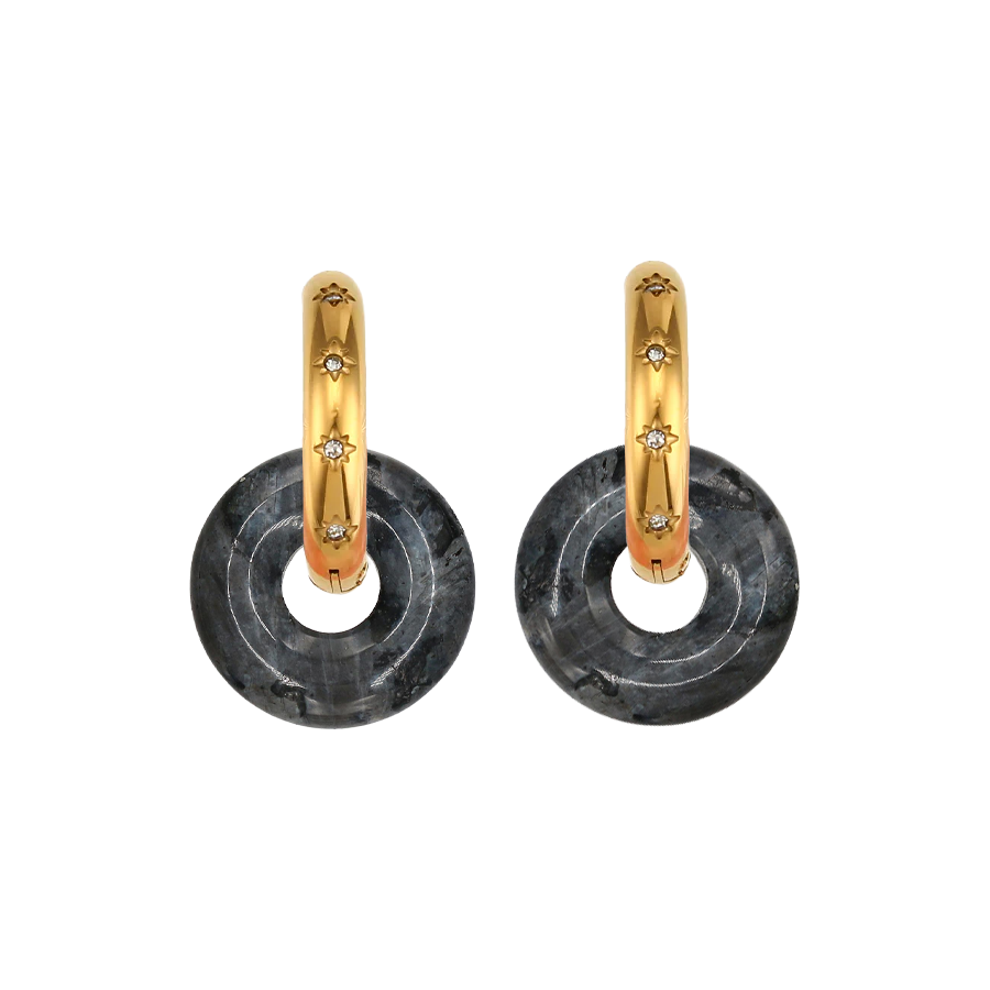 Pendientes Chimo Aro Gordo Alabastro - (Petra: Acero Quirúrgico Waterproof y Piedras) - Mimiló
