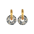 Pendientes Chimo Jaspe Dálmata Aro Gordo - (Petra: Acero Quirúrgico Waterproof y Piedras) - Mimiló